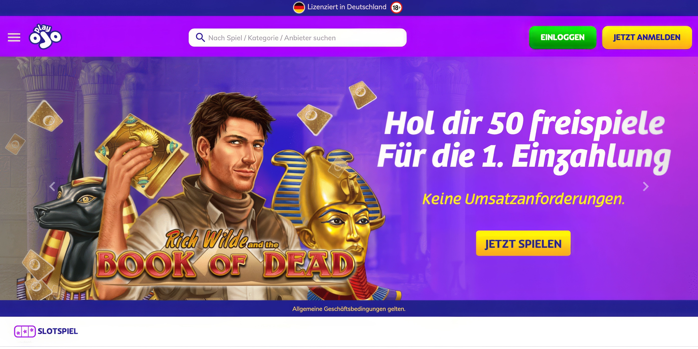 PlayOJO Casino: Mehr als 7.000 Slots & 50 Freispiele als Willkommensbonus